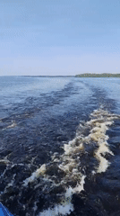 Boat wake captured on Russian waterway near Sosnovka