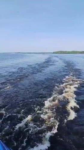 Boat wake captured on Russian waterway near Sosnovka