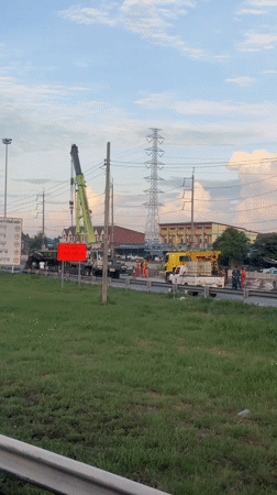 Road construction underway in Chon Buri, Thailand