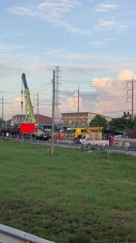 Road construction underway in Chon Buri, Thailand