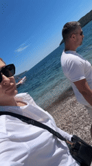 Beach construction and tourist activity documented in Budva, Montenegro