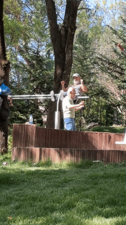 Man exercises in lakeside park in Tirana