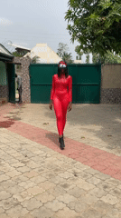 Person in red catsuit spotted on Akwanga patio