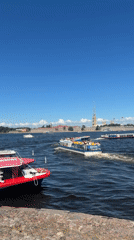 Sunny morning captured along Saint Petersburg's Neva River embankment