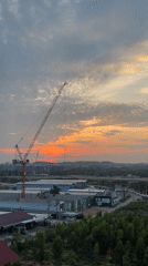 Sunset observed over construction sites in Pattaya City