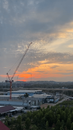 Sunset observed over construction sites in Pattaya City