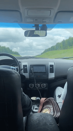Passenger records routine car journey near Srednie Kirmeni, Russia