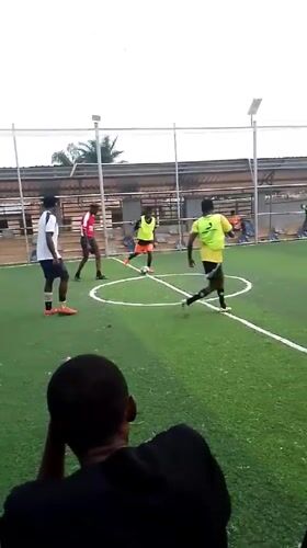 Soccer game observed on small field in Akwanga