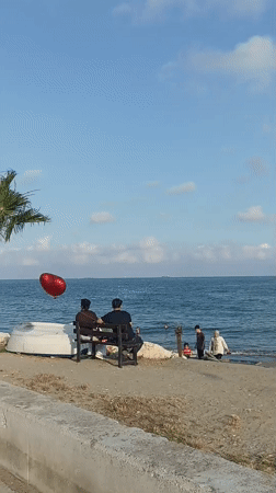 Yenişehir's sunny waterfront promenade on a calm afternoon