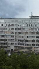 Rainy morning views from a Krasnoyarsk apartment window