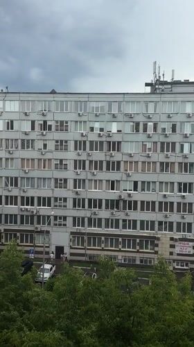 Rainy morning views from a Krasnoyarsk apartment window