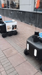 Moscow street scenes feature robots, monuments, fountains, art displays
