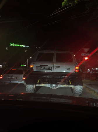 Modified Toyota SUV stops at red light in Yerevan