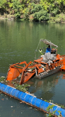 Mechanical boat cleans trash from Phewa Lake, Pokhara