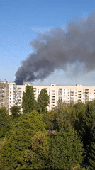 Heavy smoke rises over residential Vyshneve in early August