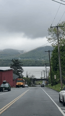 Overcast day captured on road overlooking water in Newburgh