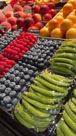 Moscow market scenes captured: fresh produce, art, prepared foods