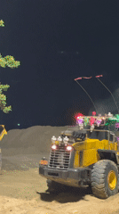 Christmas-lit construction vehicle spotted in Pattaya construction site
