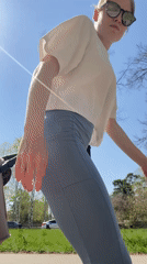 Woman photographed during casual outdoor outing in Chaikovsky, Russia