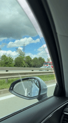 Highway travel captured from passenger seat near Burgas, Bulgaria