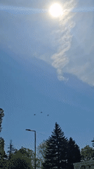 Fighter jets fly in formation over Sofia Bulgaria
