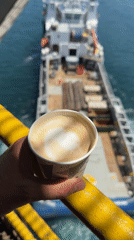 Supply vessel operations at sea, pipes and cargo on deck