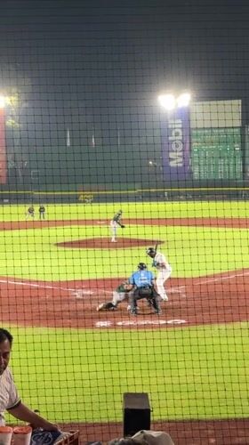 Nighttime baseball game in progress in Puebla, Mexico