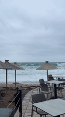 Stormy morning captured along Budva coastline with rough seas