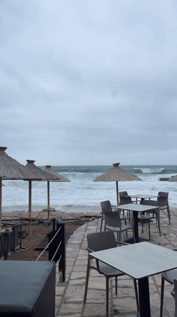 Stormy morning captured along Budva coastline with rough seas