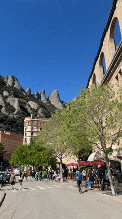 Tourist with chihuahua visits Spanish mountain town food market
