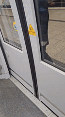 Late night subway passenger exits train in Munich