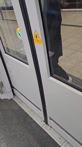Late night subway passenger exits train in Munich